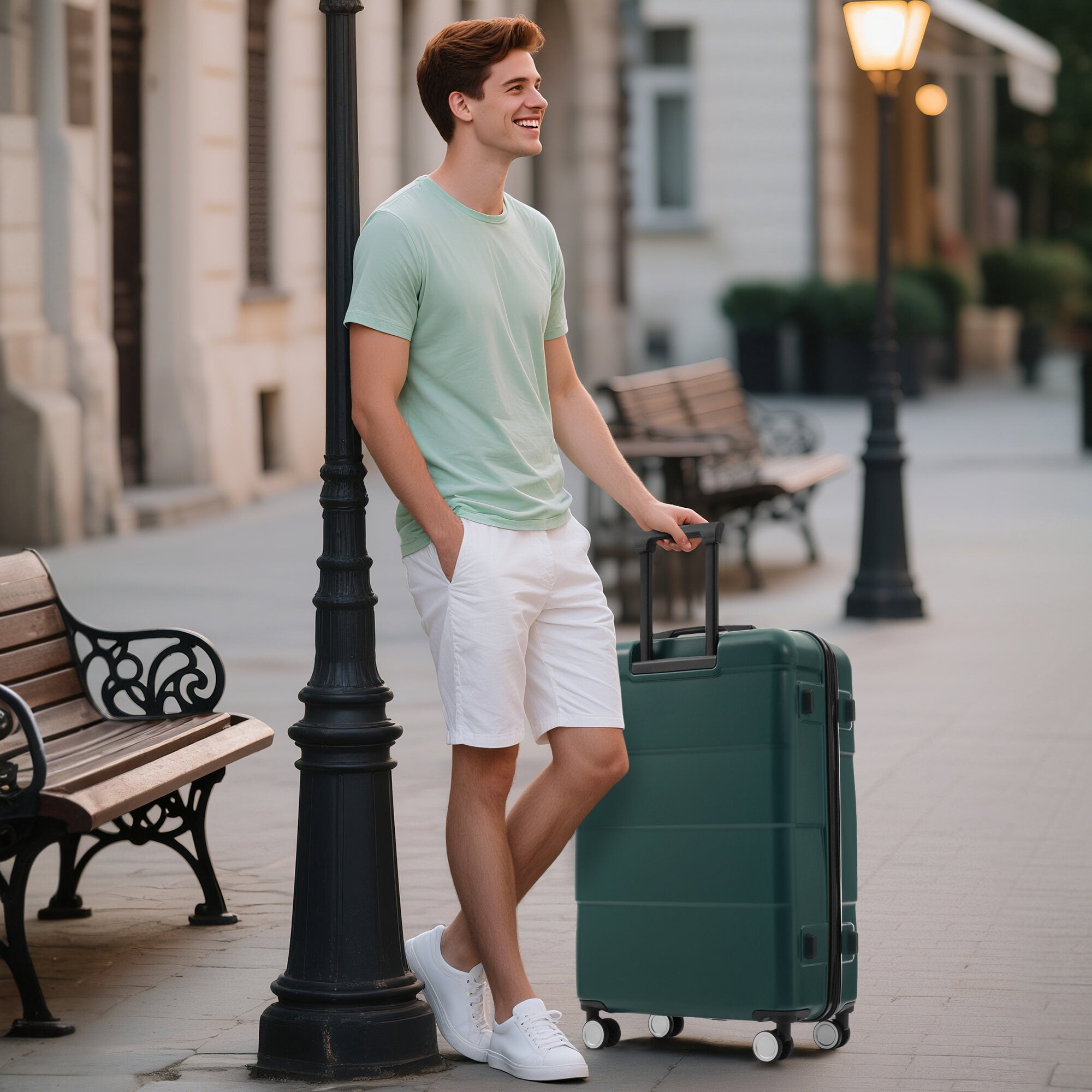 Hard Shell Luggage Hardshell Luggage Sets 3 Piece Double Spinner Wheels Suitcase with Handle Password Lock, Lightweight 20"+24"+28" Luggages,Carry On Hard Shell Luggage