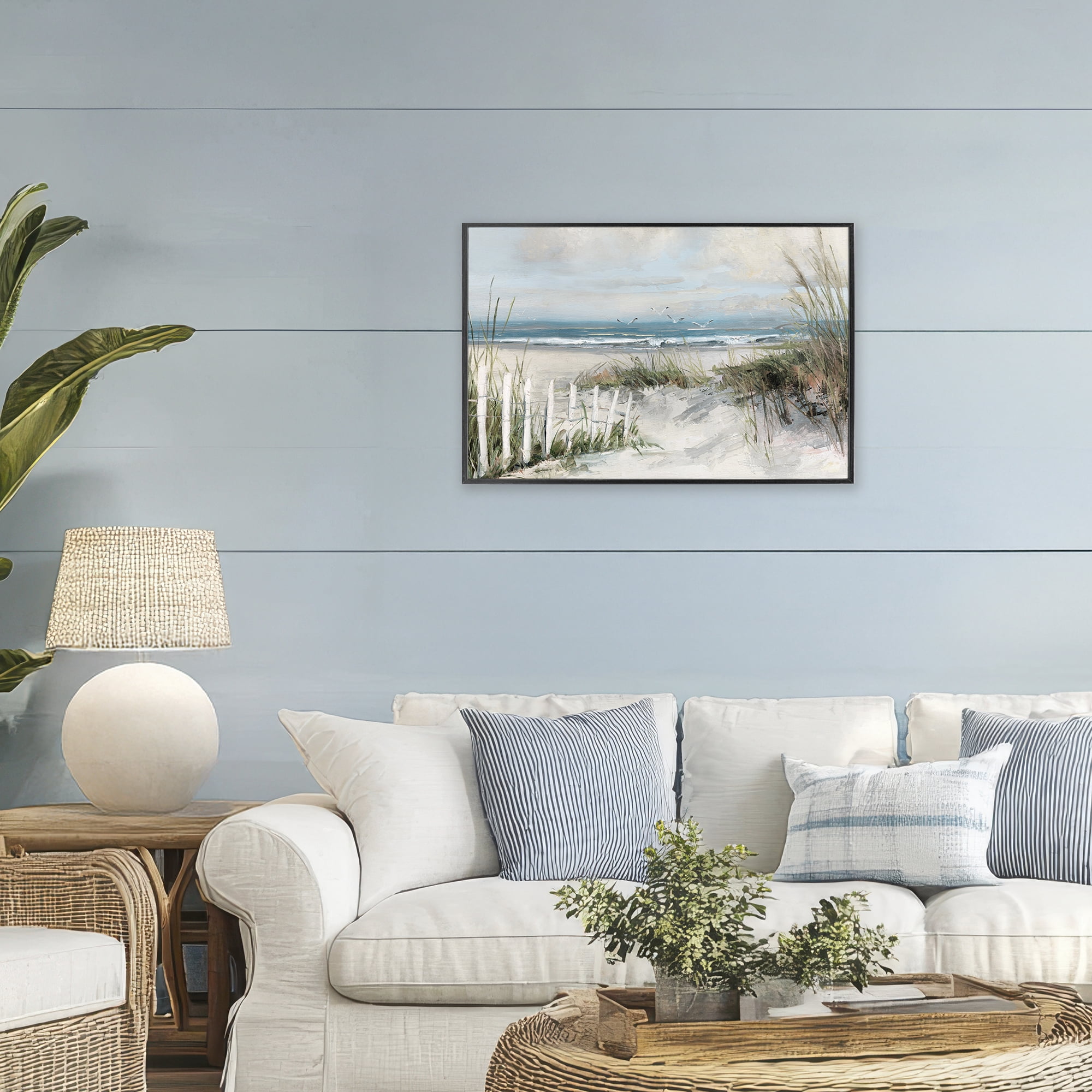 Stupell Industries Dunes With Weathered Fence Black Framed Giclee Art, design by Sally Swatland