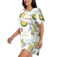 thumbnail image 2 of Kdxio Happy Avocado Print Pajamas Sets for Women Short-Sleeved Pjs with Lounge Shorts Two Piece Sleepwear S-4XL, 2 of 8