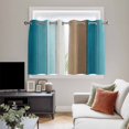 thumbnail image 5 of Teal Brown Ombre Kitchen Curtains Short 54 Inch Length, Vintage Country Wooden Grommet Top Bedroom Living Room Curtains, Light Filtering Cafe Curtain Drapes 2 Panels Set 84''x54'', 5 of 9