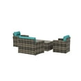 thumbnail image 4 of Westin Outdoor 4-Piece Patio Conversation Sofa Set with Back Cushion PE Rattan Wicker, Brown/Turquoise, 4 of 11