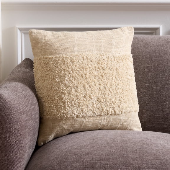 Safavieh Kenz 18" x 18" Modern Cotton Decorative Pillows, Beige