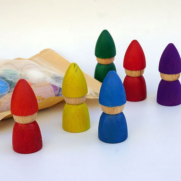 STOBOK 8pcs Blank Wooden Peg People Dolls for Crafts, Decorations, Painting, and Projects