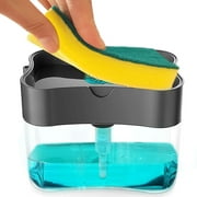 Soap Pump Dispenser with Sponge Holder,Used for Kitchen Sink Dishes Washing Separate Sewage