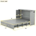 thumbnail image 2 of Harper & Bright Designs Queen Size Murphy Bed Wall Bed with Storage Drawers, Wood Murphy Bed Chest with Sockets & USB Ports, Pulley Structure Design, Gray, 2 of 12