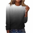 thumbnail image 3 of Uootdi Womens Tees Crew Neck Long Sleeve Gray Black Gradient Ombre Solid Pullover Tee for Women Loose Fit Neutral Basic Layer Womens Tops, 3 of 7