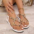 thumbnail image 5 of White Womens Sandals Round Toe Open Toe Thong Flat Design Bohemian Style With Elastic Back Casual Outdoor Wear For Versatile Styling Size 38, 5 of 7