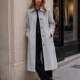 thumbnail image 6 of cocolona Womens Trench Coat Open Front Button Down Lapel Lined Overcoat LightWeight Trendy Fall Winter Solid Color Long Coat, 6 of 7