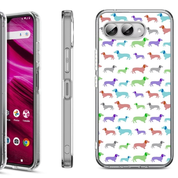 Shockproof Phone Case for T-Mobile Revvl 8, by OneToughShield - Colorful Dachshund/Puppy