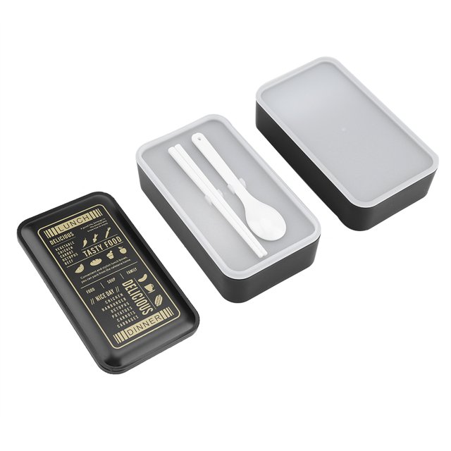 Fiambrera de plástico de 2 capas de estilo nórdico, contenedor de comida, microondas Bento (menú)