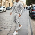 thumbnail image 2 of Men’s Autumn 2 Piece Solid O Neck Long Sleeve Shirts & Long Pants Sets, 2 of 2
