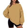 thumbnail image 1 of GigrtiJin Chandail en Molleton Femme Col Rond Couleur Unie Manches Longues Ample Mode Décontracté avec Poche, 1 of 6