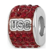 VSIRIUS Sterling Silver Univ of Southern California Red Crystal Bead Charm QUSC070CHM-SS