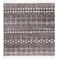 thumbnail image 3 of SAFAVIEH Berber Fringe Vinal Aztec Shag Area Rug, Brown/Ivory, 6'7" x 6'7" Square, 3 of 12