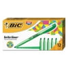 BIC Brite Liner Green Highlighter, Chisel Tip, Fluorescent Green Ink, 12 Count