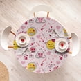 thumbnail image 4 of Ambesonne Romantic Emoji Fitted Round Tablecloth, Love Hearts Memphis, 40"- 44" Diameter, Hot Pink Mustard Grey, 4 of 5