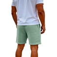 thumbnail image 5 of Domzle Mens Waffle Shorts Summer Casual Textured Knit Drawstring Elastic Waist Comfy Short with Pockets Beach Vacation Light Green L, 5 of 7