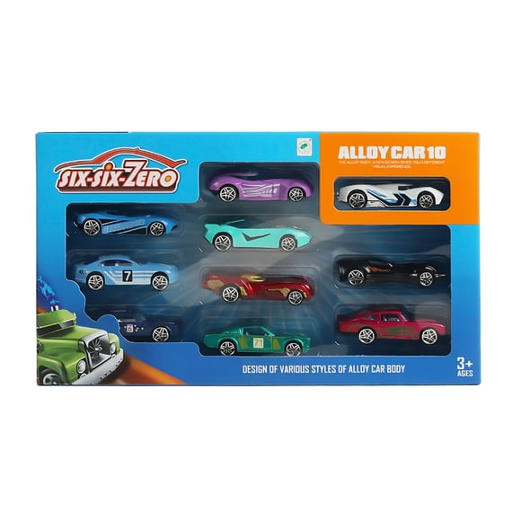 Six Six Zero Metal Racing Cars 10 Pieces Set