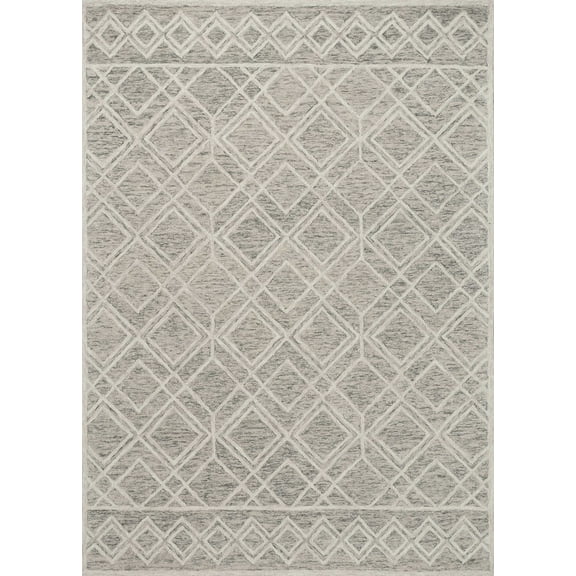 9'x12' Sand Beige Hand Tufted Diamond Pattern Indoor Area Rug
