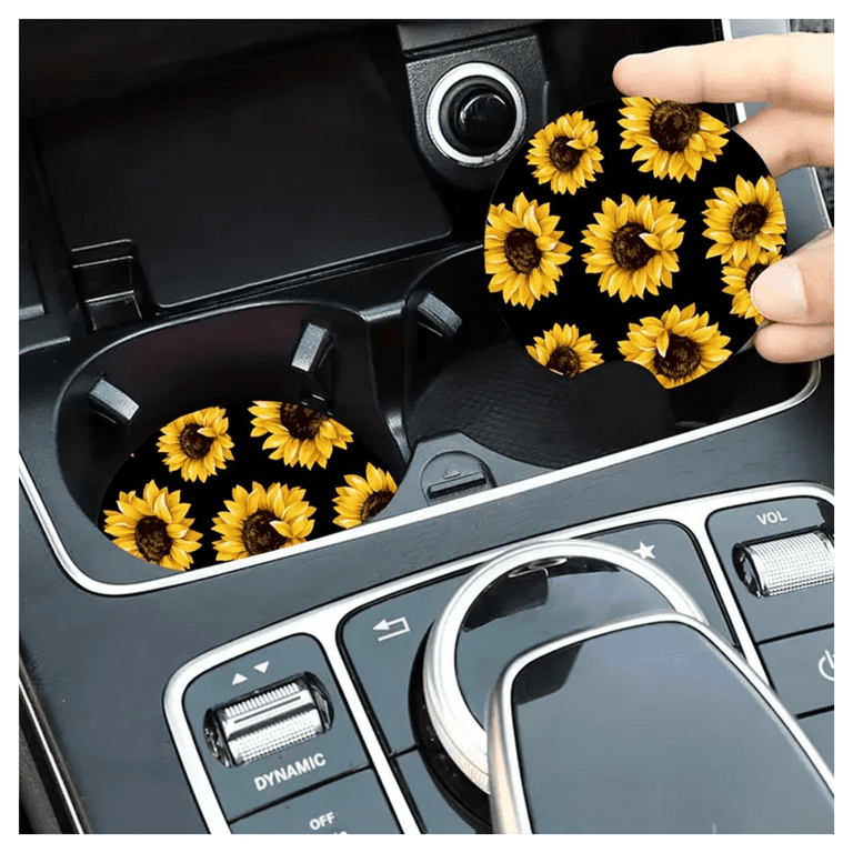 Sunflower Cup Coaster For Car SUVs Trucks, 2 Pack Cup Holder