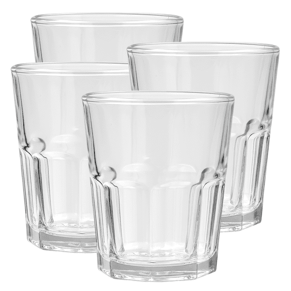 Beille 11oz Water Glasses Clear Tumbler Set Kitchen Essentials Everyday Glassware, 4pk