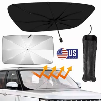 Foldable Car Sunshade - Windshield Visor with Umbrella, Front