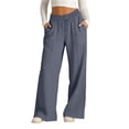 thumbnail image 2 of Oksale Athletic Pants for Women with Pockets and Drawstring Waist Joggers Cotton Pants Elastic Loose Comfy Wide Leg Pants Dark Gray 2XL, 2 of 10