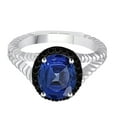thumbnail image 2 of Mauli Jewels Rings for Women 2.00 Carat Black Diamond With Black Rhodium Plated Prong And Oval Shape Sapphire Ring Prong-Setting 10K White Gold, 2 of 4