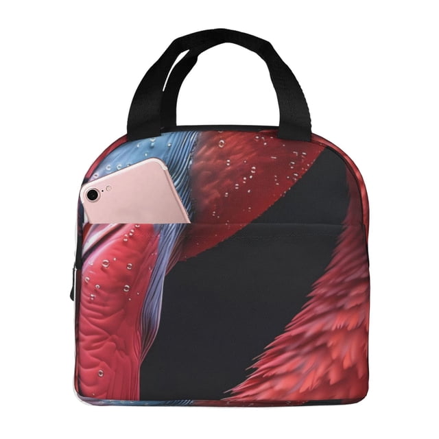 Easygdp Closeup Red Flamingo Portrait Bolsa Térmica Premium - Tela Oxford Impermeable, Gran Capacidad, Bolsillo Frontal, Unisex para Trabajo, Escuela, Actividades al Aire Libre y Picnics