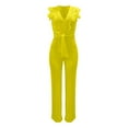 thumbnail image 5 of Women's V Neck Sleeveless Solid Jumpsuit With Belted Wide Leg Pants Formal Pant Suits for Women Evening Wear New Years Outfits for Women Loose Jumpsuit Winery Outfit for Women Boiler Suit Women Womens, 5 of 9