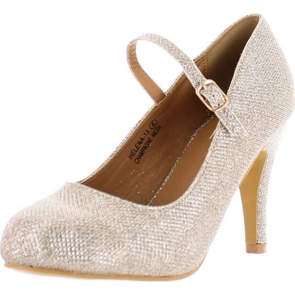 Bella Marie Helena-13 Women's almond toe low heel mary jane glitter or suede pumps