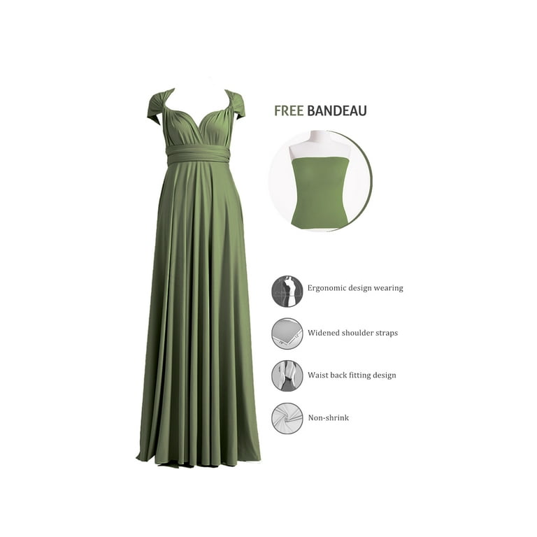 bridesmaid infinity dress design Dusty Blue A-line Chiffon Long Convertible Bridesmaid Dress – FancyVestido main image 0