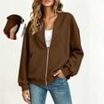thumbnail image 2 of SBYOJLPB Women Tops Solid Color V-Neck Zipper Pocket Long Sleeves Tops Jacket Coat, 2 of 5