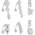 thumbnail image 1 of 6 Pcs Dangle Belly Button Rings for Women Surgical Steel Clear Barbell Piercin, 1 of 5