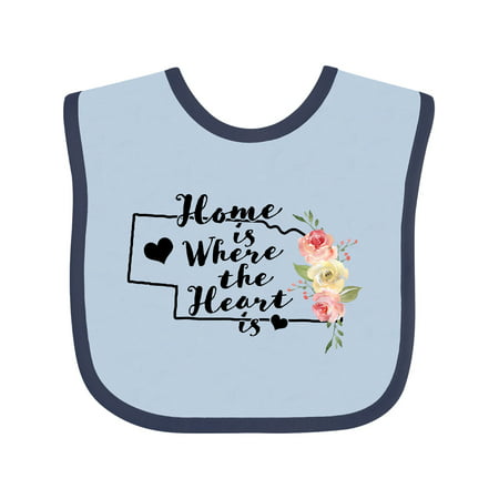 Inktastic Nebraska Home is Where the Heart is with Watercolor Floral Infant Bib Unisex