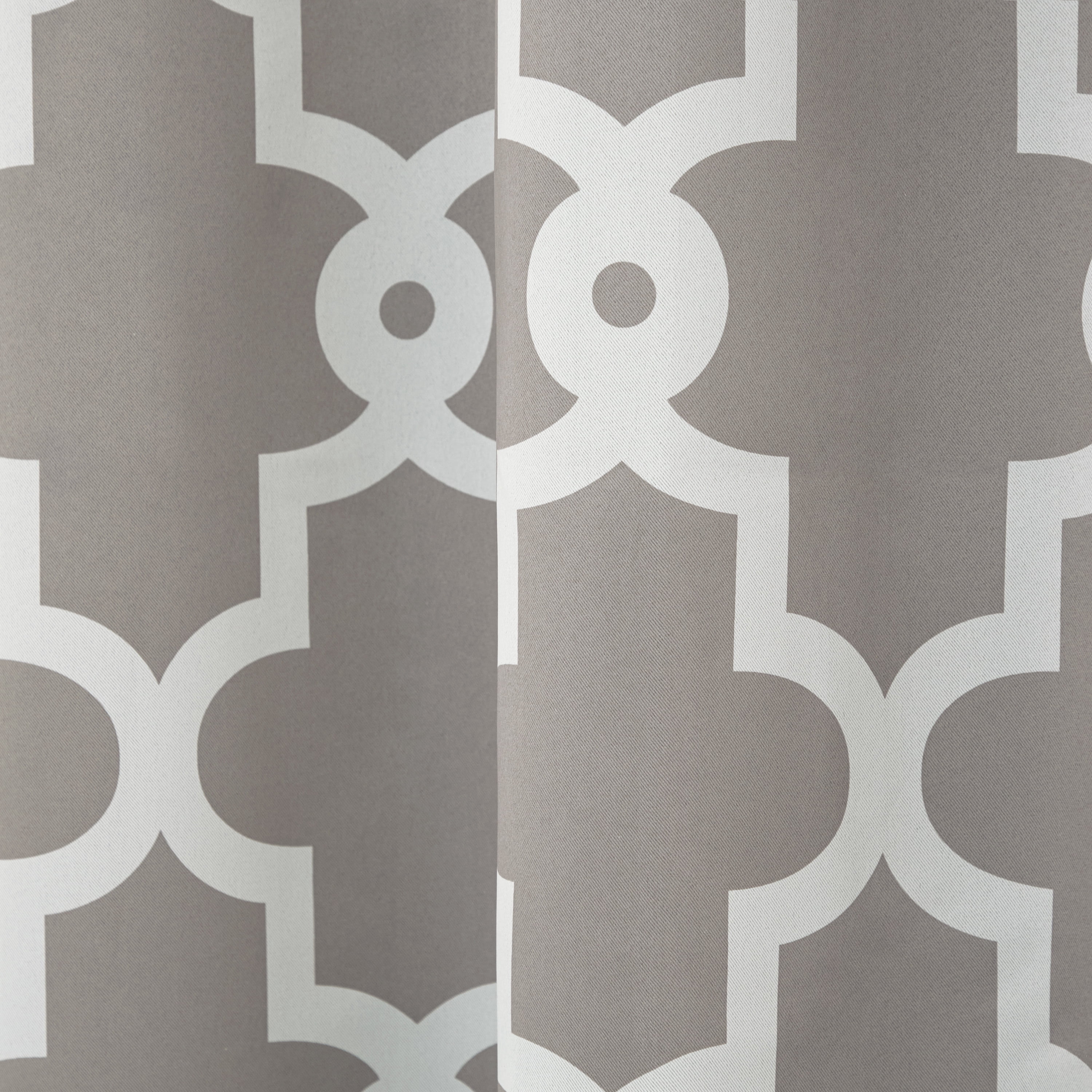 TOWN & COUNTRY EVERYDAY Ironwork Geo Trellis Sateen Indoor Curtains, Room Darkening Blackout, Grommet Top, Energy Efficient, 2-Pack Set, 52"x63", Silver