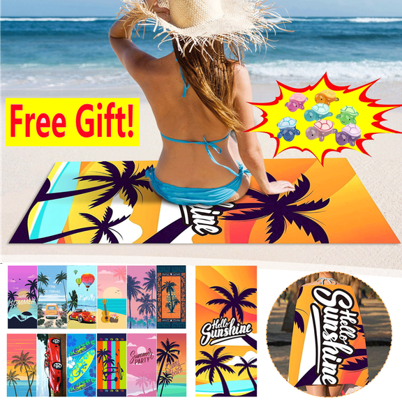 Suncoda Microfiber Beach Towel, Colorful Fast Drying Sand Free Beach Towels Oversized ( 30"x60" ), Super Lightweight Bath Towels for Swimming Pool, Camping Essentials and Beach Essentials