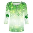thumbnail image 5 of Cavosen St Patricks Day Womens Dressy Tops 3/4 Length Sleeves Festival Shamrock Green Print Tshirts Pullover Round Neck Holiday Tees Blessed Vacation Fashion Shirts Casual Tops L, 5 of 5