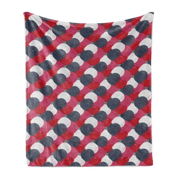 Modern Soft Flannel Fleece Throw Blanket, Ornate Abstract Circular Shapes Pattern with Pastel Colors on a Grey Background, Cozy Plush for Indoor and Outdoor Use, 50" x 70", Multicolor, by Ambesonne