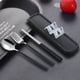 thumbnail image 5 of Juego portátil de cubiertos - tenedor, cuchara, palillos con estuche de acero inoxidable - Utensilios reutilizables para acampar para comer, trabajar, viajar - fáciles de limpiar, pulidor de, 5 of 7