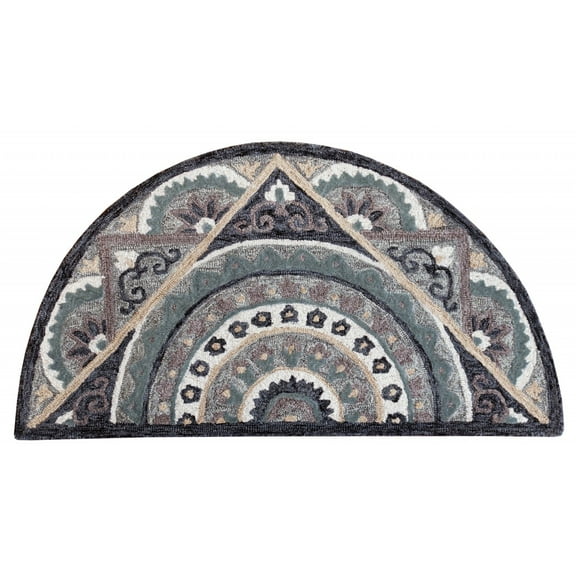 2â€™ x 4â€™ Gray Geometric Medallion Hearth Rug