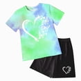 thumbnail image 3 of kaprioy Toddler Baby Girls Summer Outfits 2T 3T 4T 5T 6T 7T 8T 9T 10T 11T 12T Short Sleeve Tie Dye T Shirt + Elastic Waist Shorts 2 Piece Clothing Sets, 3 of 4