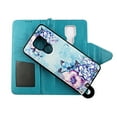 thumbnail image 3 of Case For Moto G Play 2021 Detachable Magnetic Wallet Pu Leather Cover Flap Closure Snap-on Book Style Cases Cash Pocket with Card Slots Holder Wrist Strap 2 in 1 Folio Flower on Blue, 3 of 3