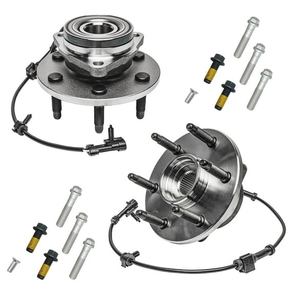 Detroit Axle - 4WD Front 4pc Wheel Bearing Hubs Kit for Silverado Sierra Yukon XL 1500 Express Savana 2500 Chevy GMC Cadillac Escalade, Wheel Bearing & Hubs Bolt Mounting Replacement
