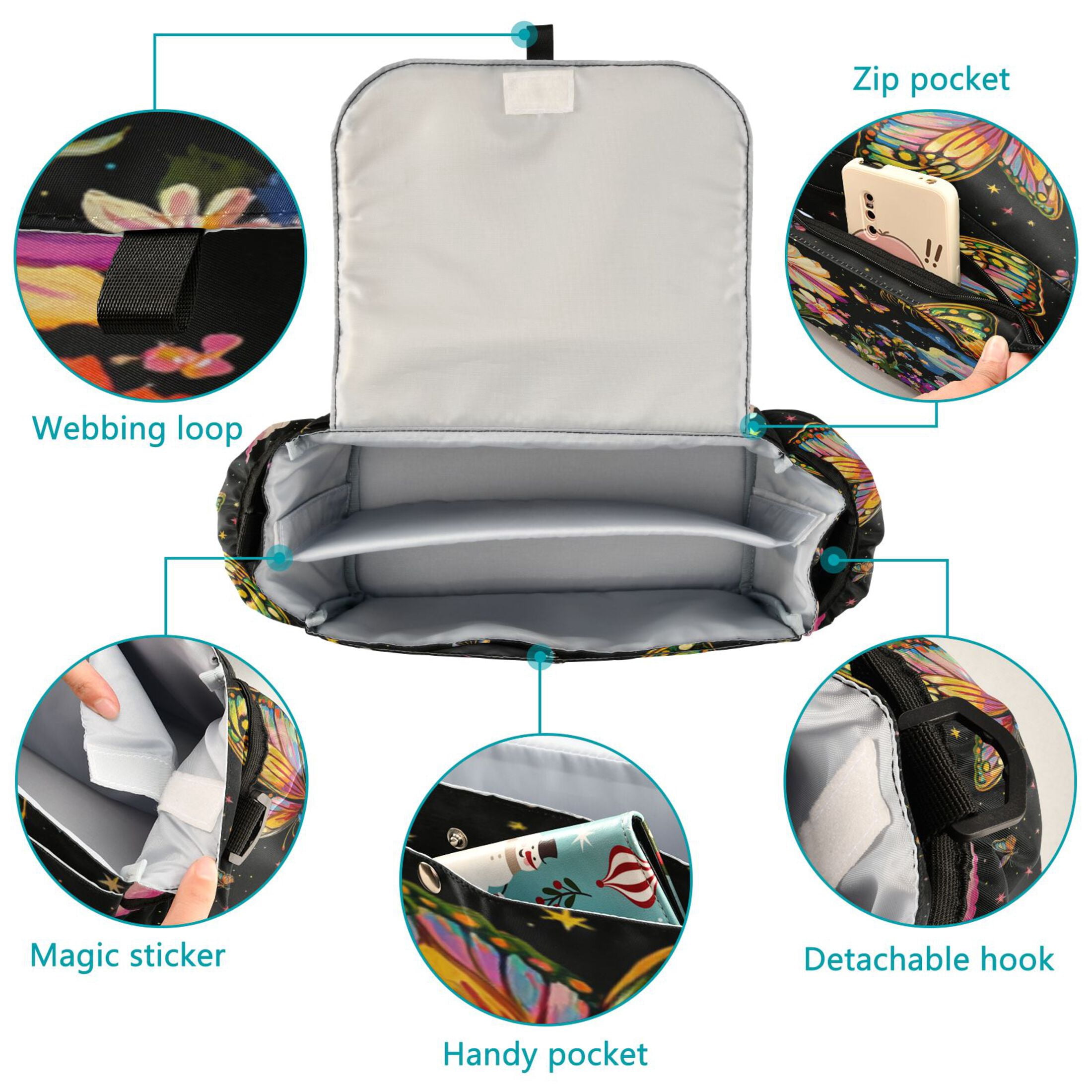 DIXRUYEE Stroller Organizer Enchanted Garden Night Printed
