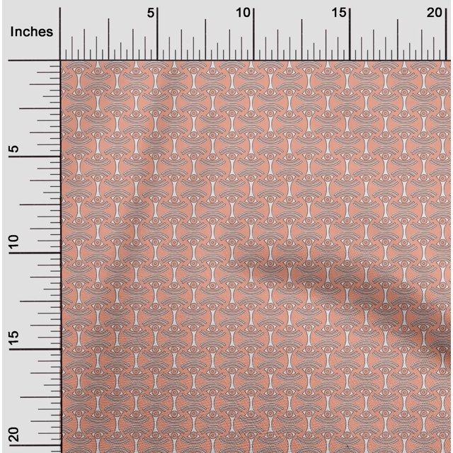 oneOone Viscose Chiffon Fabric Curve & Circle Block Printed Fabric 1 Yard 42 Inch Wide