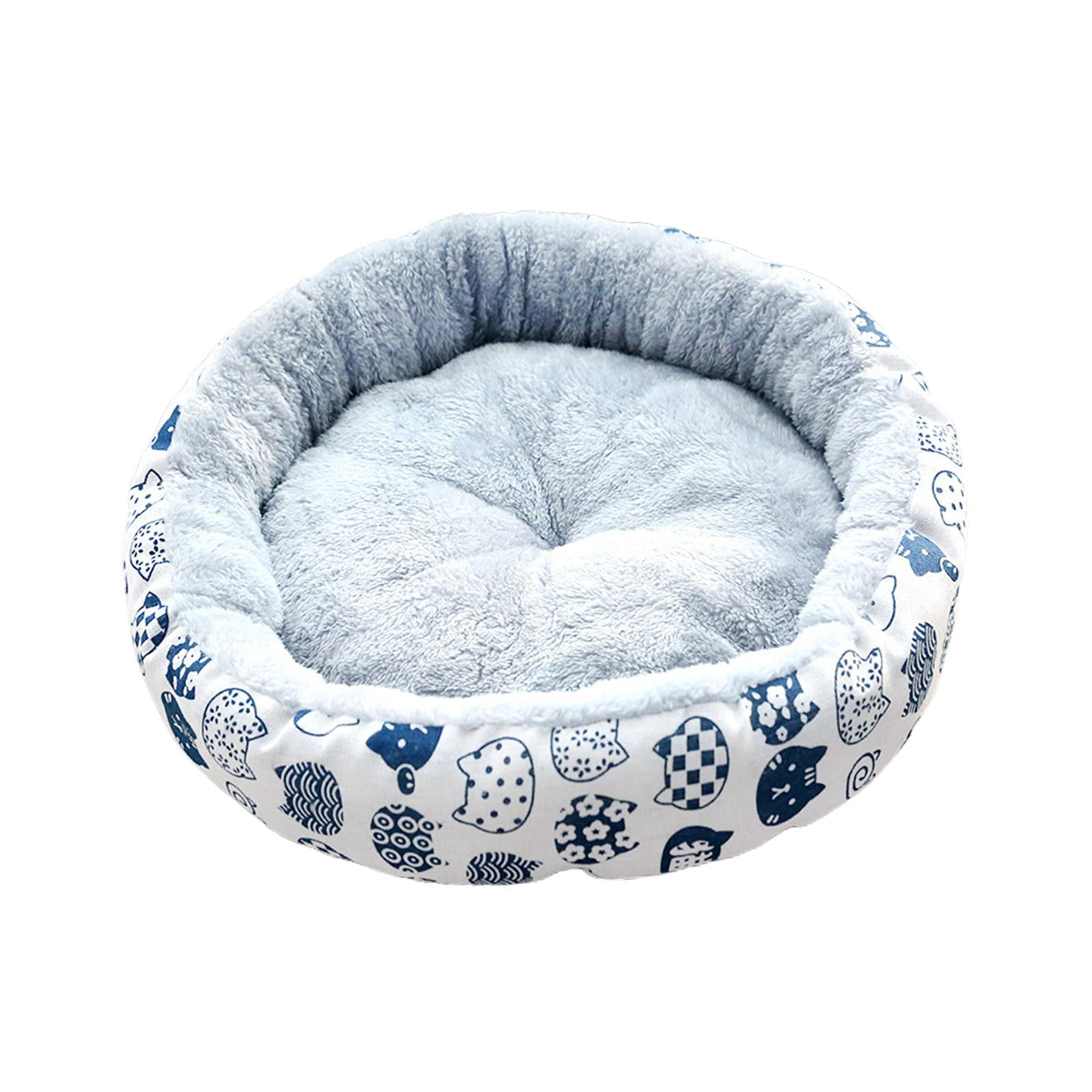 Round Cat Dog Bed 17inch Kitty Kennel Sleeping Mattress Calming Pad with Nonslip White Cat Walmart