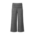 thumbnail image 4 of 2026 Coral Fold Over Yoga Pants for Girls Trendy Solid Wide Leg Loose Fit Trousers Ruched Palazzo Sports Pants Dark Gray 160, 4 of 5