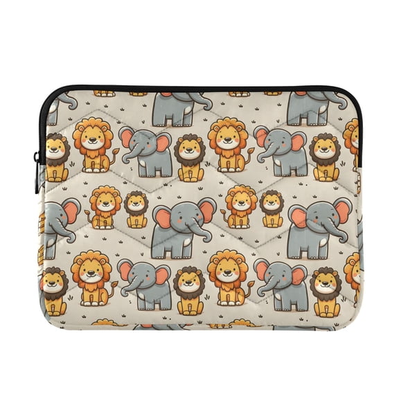 JIALIOU Laptop Sleeve Case with Zipper 13-13.3/15-16 Inch Compatible with MacBook HP Lenovo Dell ASUS Acer, Cartoon Lion and Elephants