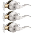 thumbnail image 1 of Passage Door Lever [NonLocking Lever Set] NonLocking Door Handle Set for Hallway or Closets Keyless Satin Nickel Finish Wave Door Lock Reversible Right & Left Side Hande, 1 of 7